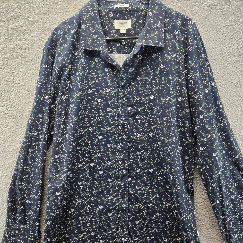 Julian & Mark Button Down Shirt Blue Floral Size XXL 2XL Long‎ Sleeve New